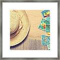 Sunhat And Postcards Framed Print