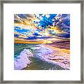 Sunrays Breaking Over Blue Sea-destin Florida Sunset Framed Print