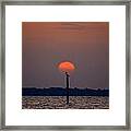Sunrise Pelican Silhouette On Sound Framed Print