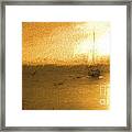 Sunrise With Yacht Framed Print