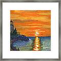 Sunset At The Lighthouse Framed Print