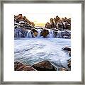 Sunset At Waterfall Rocks Framed Print