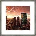 Sunset Cityscape Chicago Il Usa Framed Print