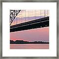 Sunset, Hernandez Desoto Bridge And Framed Print