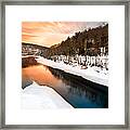 Sunset Over A Frozen Delaware River Framed Print