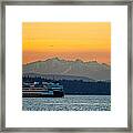 Sunset Over Olympic Mountains Framed Print