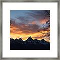 Sunset Over The Tetons Framed Print