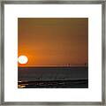 Sunset Over The Windfarm Framed Print