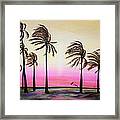 Sunset Palms And Oasis Framed Print