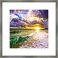 Sunset Through Breaking Wave-landscape-sea And Dark Cloud Framed Print