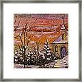 Sunset Winter Church Framed Print