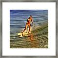 Surfer At Sun Glow Framed Print