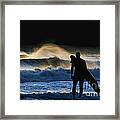 Surfer Looking At The Surf Framed Print