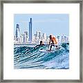 Surfing Burleigh Framed Print