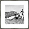Surfing In Honolulu Framed Print