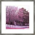 Surreal Fantasy Pink Nature Country Road With Hot Air Balloon Framed Print