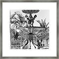 Swan Statue - Black And White With Vignette Framed Print