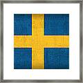 Sweden Flag Vintage Distressed Finish Framed Print