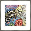 Sweet Mystery Of This Sea A Hawksbill Sea Turtle Coasting In The Coral Reefs Framed Print