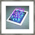 Tablet With Three Dimensional Cubes Framed Print