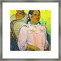 Tahitian Woman And Boy Framed Print