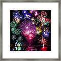 Taipei With Fireworks Framed Print