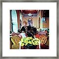 Talitha Getty Wearing A Turban Framed Print