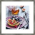 Tart With Figs, Grape And Raspberry Framed Print