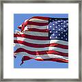Tattered American Flag, Still Flying Free And Proud Framed Print