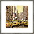Yellow Taxi In Nyc Framed Print