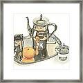 Tea Service With Orange Framed Print
