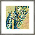 Teal Giraffes Framed Print