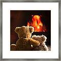 Teddies By The Fire Framed Print