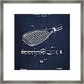 Tennis Racket Patent From 1887 - Navy Blue Framed Print