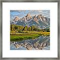 Teton Range Reflected In The Snake River Framed Print