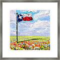 Texas Flag And Wildflowers Framed Print