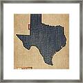 Texas Map Denim Jeans Style Framed Print