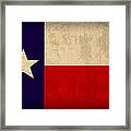 Texas State Flag Lone Star State Art On Worn Canvas Framed Print