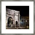 The Arch Of Constantine And The Colosseum At Night Framed Print