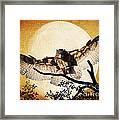 The Eurasian Eagle Owl And The Moon Framed Print