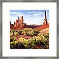 The Gossips And Totem Pole - Monument Framed Print