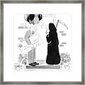 The Grim Reaper Rings A Doorbell At The Same Time Framed Print