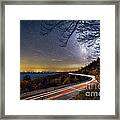 The Linn Cove Viaduct Milky Way Light Trails Framed Print