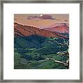 The Old Tree And Setting Moon With Mt Diablo Framed Print