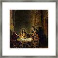 The Supper At Emmaus, 1648 Oil On Panel Framed Print