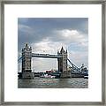 The Tower Bridge In Cloudy Sky Framed Print