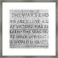 The Wars End Framed Print