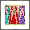 Three Bathing Beauties And Buster Framed Print