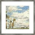Three Cows In A Pasture Framed Print