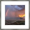 Thunderstorm Double Rainbow Framed Print